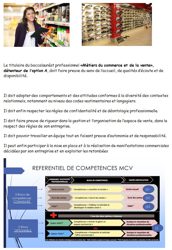 BAC PRO Métiers Du Commerce Et De La Vente : Option A : Animation Et ...